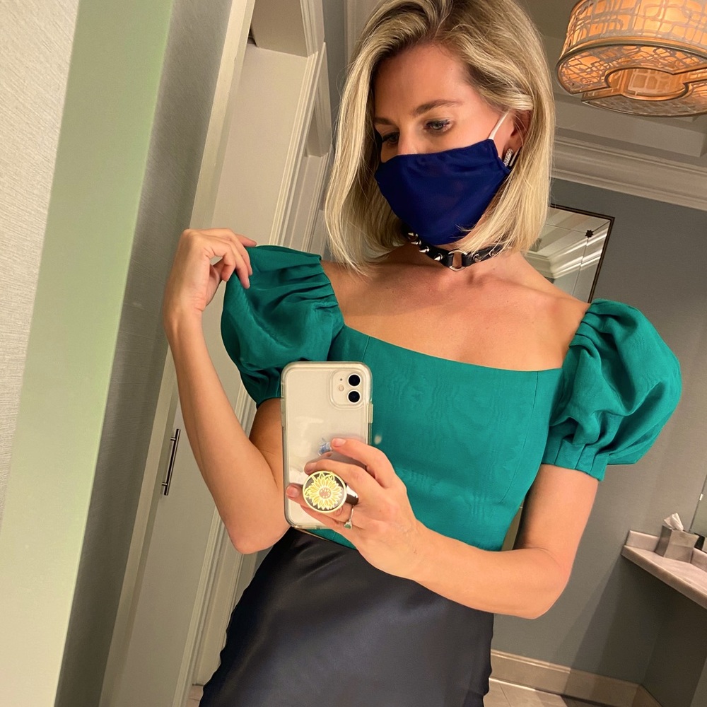 Alice + Olivia Emerald Silk Crop Top